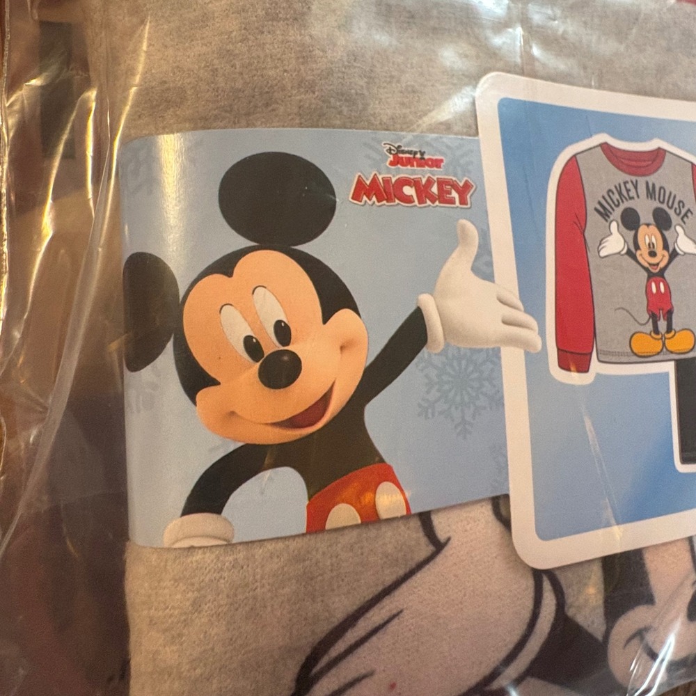 Disney‎ Mickey Mouse Pajama Set Boys 2T Red Gray NEW 2-Piece Flannel Sleepwear - Picture 7 of 8